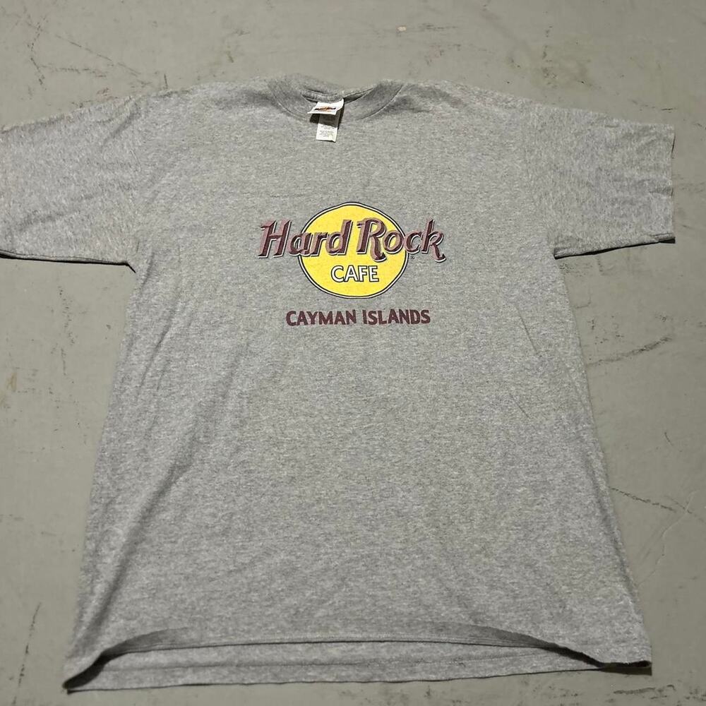**Vintage Hard Rock Cafe Cayman Islands T-Shirt - Gray/Maroon/Yellow**